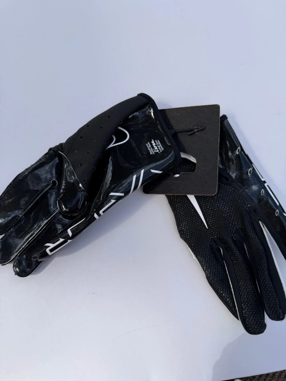 Nike Black Vapor Jet Football Gloves with White Accents
